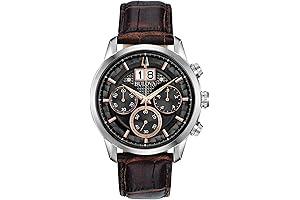 Men's Classic Chronograph Glashutte Watch with Domed Mineral Crystal