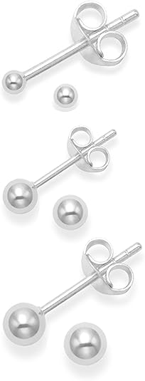 Heather Needham Orecchini A Bottone In Argento Sterling 925 Con Sfera Da 2 Mm - Piccoli, Raffinati, Regalo Confezionato - copertina