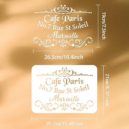 Miniatura 2 de FINGERINSPIRE Classic Cafe Paris - Plantillas de pintura de 11.7 x 8.3 pulgadas, plantillas francesas de plástico, plantillas de dibujo, decoración