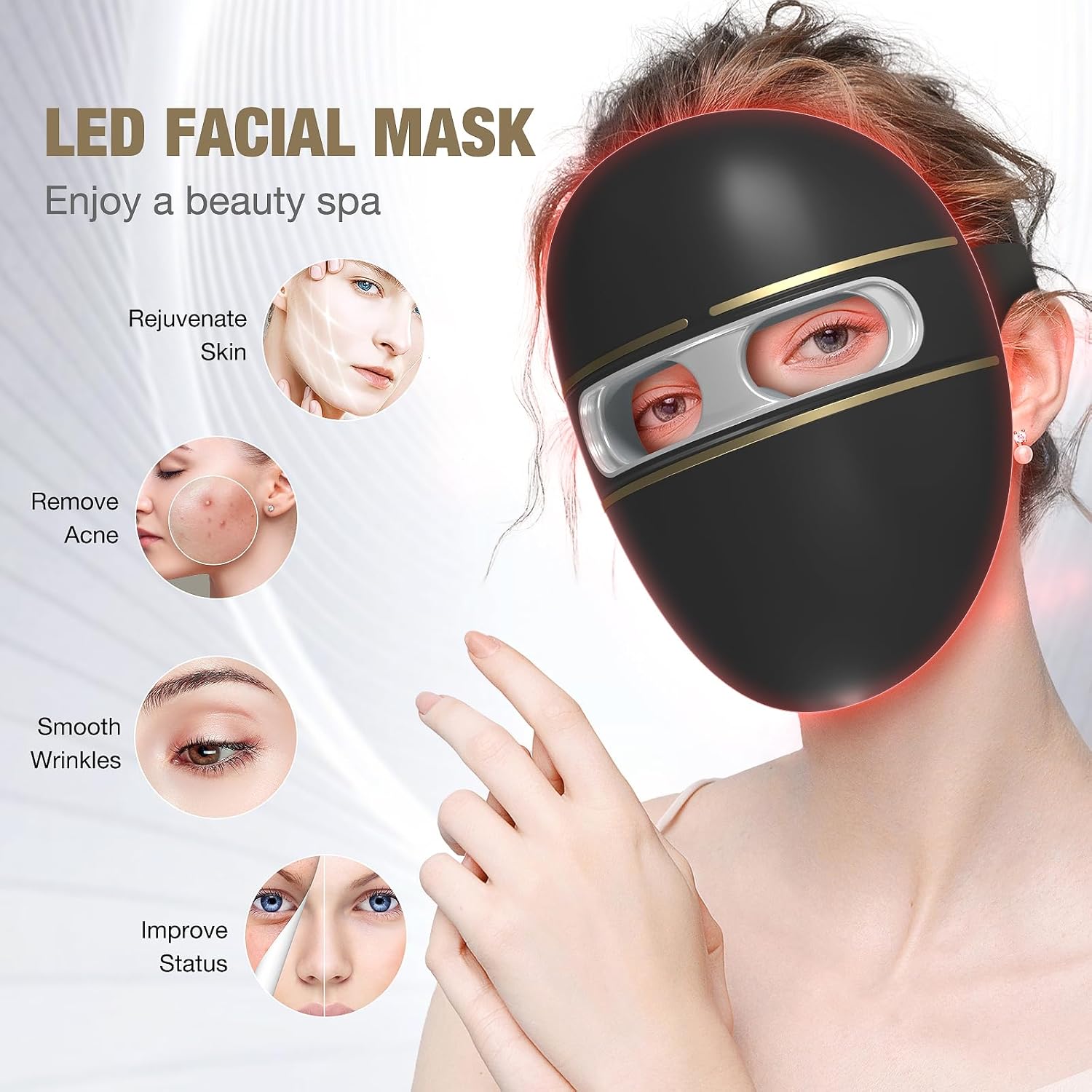 Pro-Grade FSA LED Light Therapy Facial Mask-Red & Blue Light Anti Aging for Face-HSA Salon Treatment for Acne, Wrinkles & Redness at Home