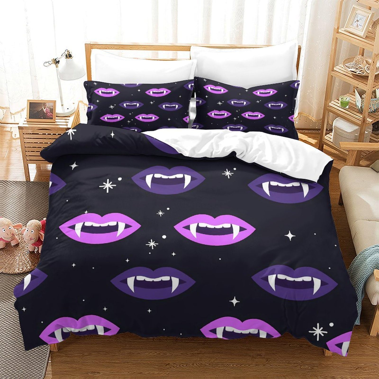 Tejido Texturizado Funda de Edredón con Fundas de Almohada 3 Piezas Diseño 3D Cremallera Oculta Transpirable Estilo de Sala de Estar Moderna Funda Edredon for niños y niñas King（220x240cm）