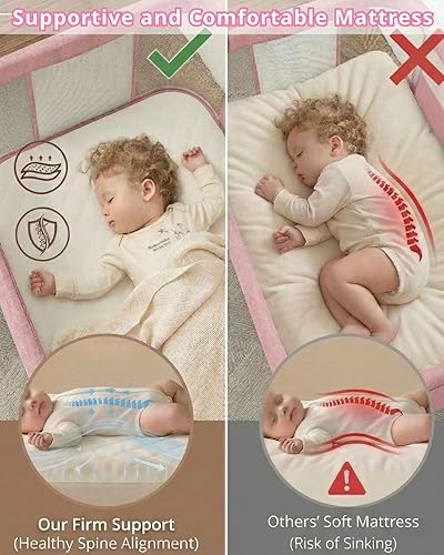 Miniatura 4 de Cuna para bebé junto a la cama con ruedas, moisés portátil de 3 en 1 para bebé niña, cuna de dormir lateral ajustable con malla transpirable y