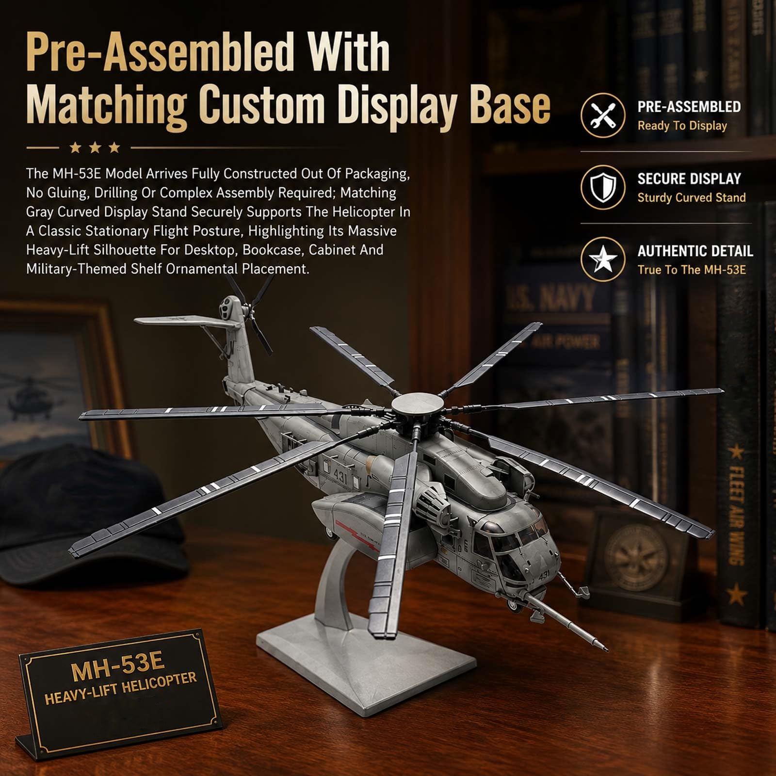 CHICHIYANG Helikopter wojskowy model MH-53E morski smok 1:72 odlewany pod ciśnieniem