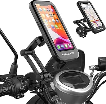 Sounce Waterproof Bike Mobile Phone Holder for Handlebar – 360° Rotation, Sensitive Touch Screen, IPX6 Waterproof Case for Smartphones 4.7"–7.2", Compatible with iPhone, Samsung, and All Phones - image, photos