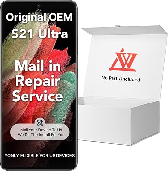 LW Mail-in Repair Service with Original OEM Pull Screen Replacement for Samsung Galaxy S21 Ultra 6.8 Display Digitizer LCD Touch Full Assembly Replacement SM-G9980 G998B/DS/U/U1/W/N no ScreenTools