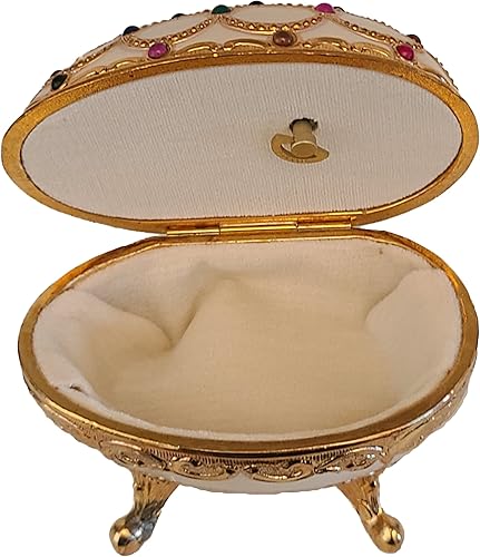Miniatura 4 de Espléndido estilo Faberge huevo en forma de caja de músicacaja de joyería con cristales austriacos de colores brillantes jugando castillos de hielo
