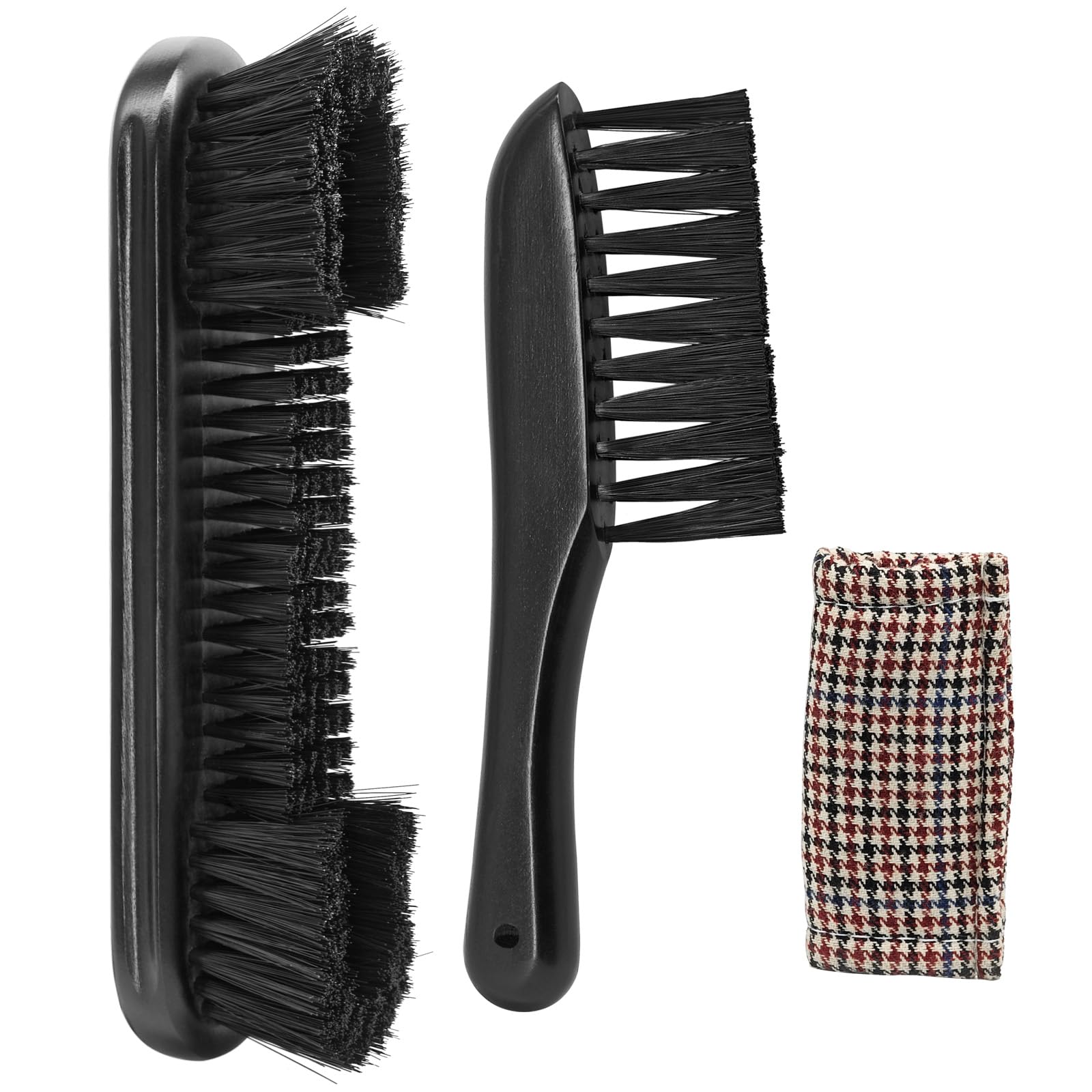 Naissgo Pool Table Brush Cleaning Kit with Cue Shaft Cloth, Solid Wood Handle & Soft Nylon Bristles