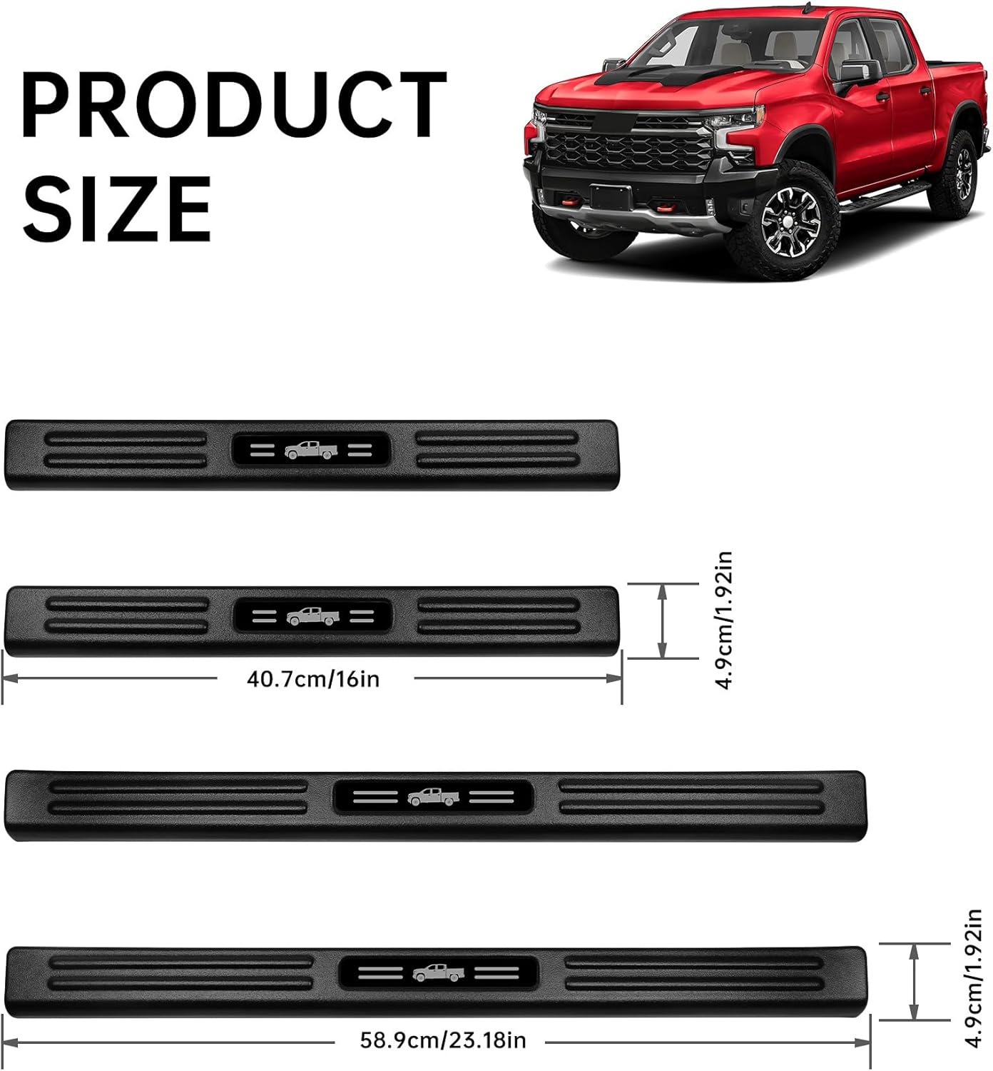 4PCS ABS Door Sill Guards Protector for Chevy Silverado & GMC Sierra 2019-2026 1500 2500 Matte Black Front and Rear Door Sill Protector Entry Guard Car Pedal Kick Protection Accessories
