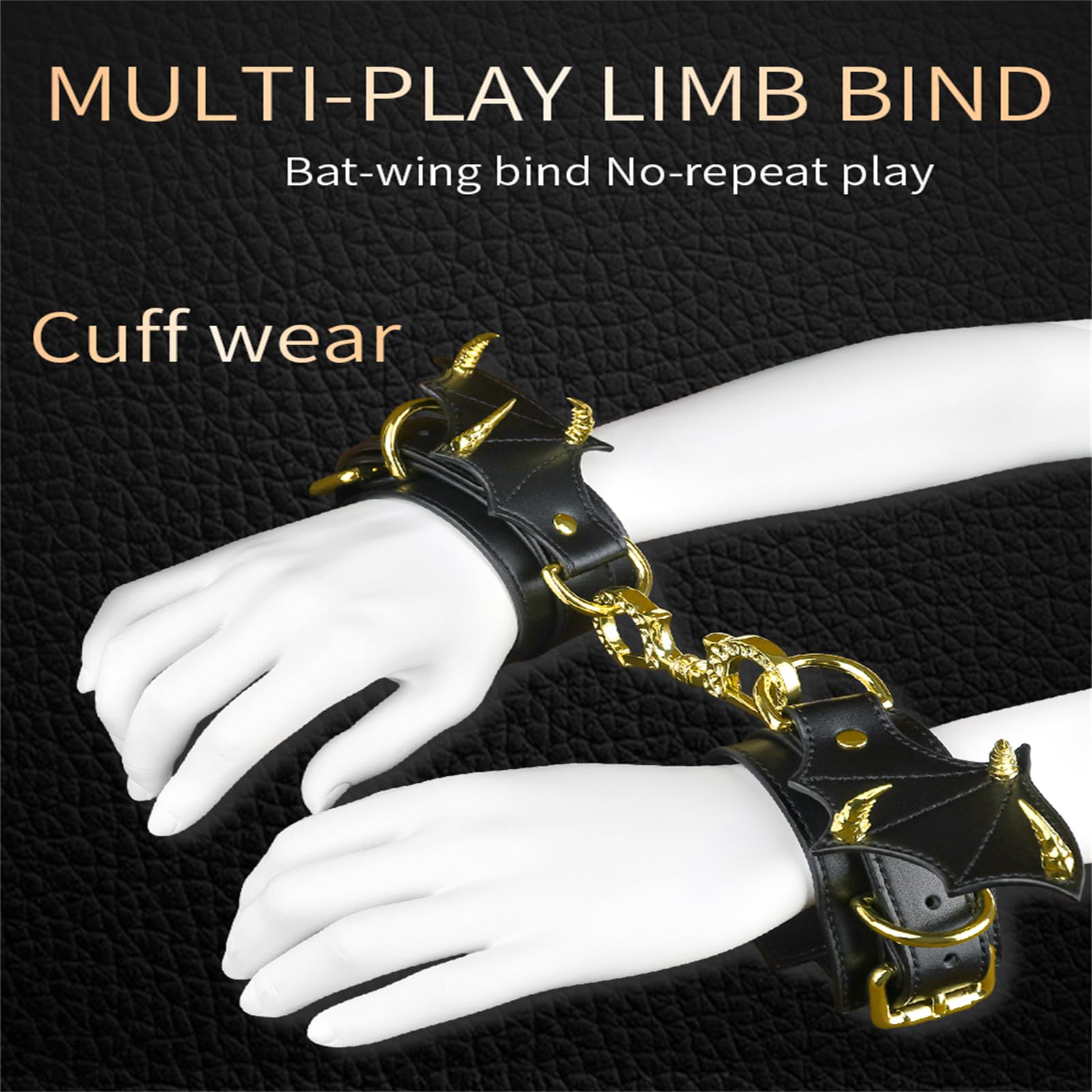 Verstellbar Leder Handschellen Flügelform Handfesseln mit Niete Flirt Handcuffs BDSM Bondage Handgelenk Manschetten Fetisch Slave Rollenspiel Kostüm Zubehör Sexspielzeug für Paare,Silber