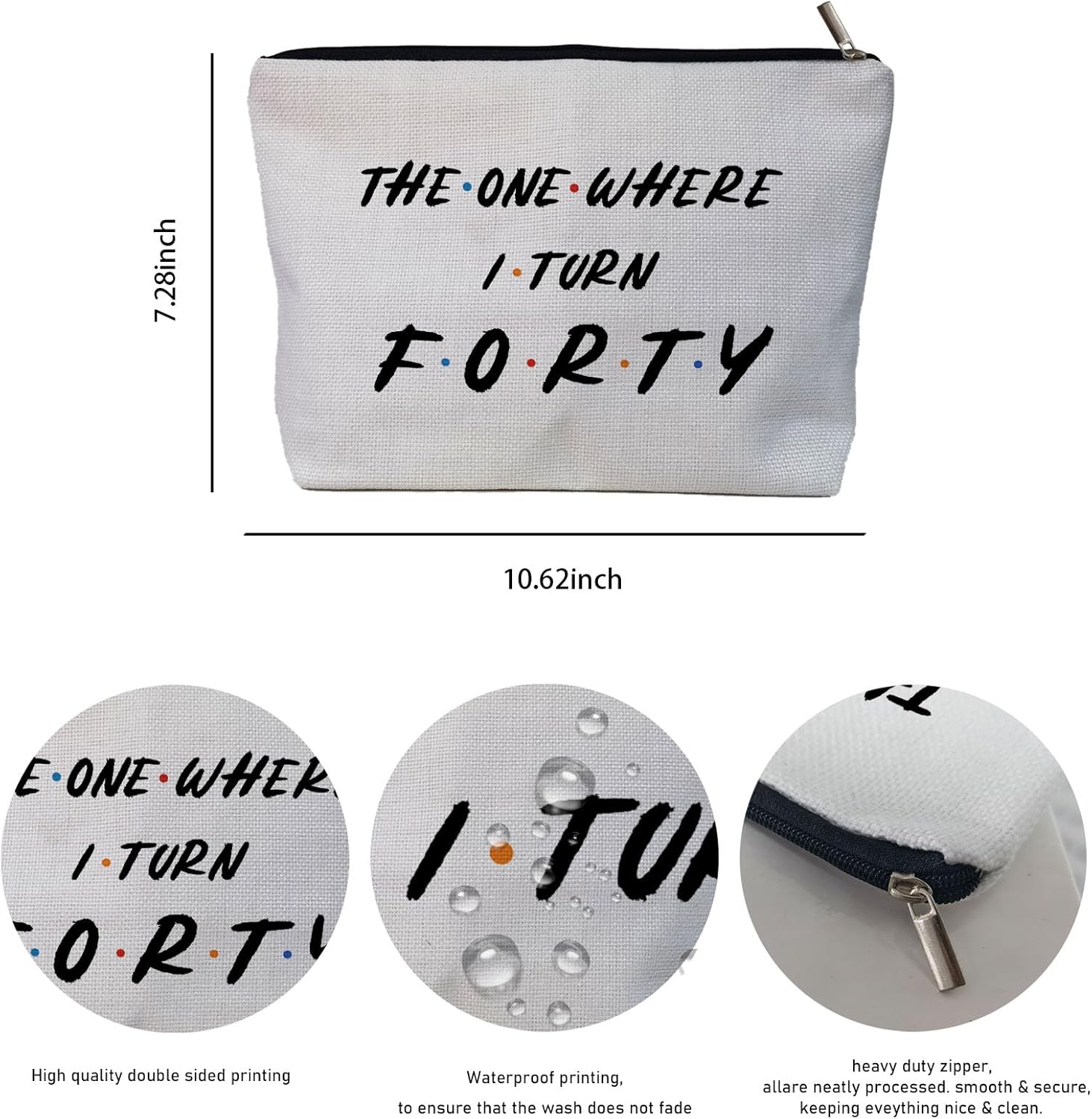 40th Birthday Gifts Women Makeup Bag,40 Year Old Gifts Birthday for Mom Wife Sister Friends Coworker Birthday Travel Cosmetic Bag - Image 2