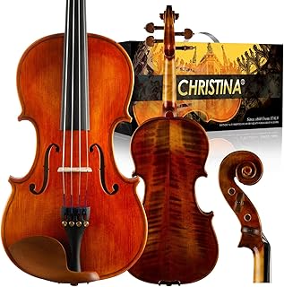 CHRISTINA Muse Acoustic Violins for Beginners 4/4 Full Size Violin with Case, Rosin, Shoulder Rest, Bow, Extra Strings