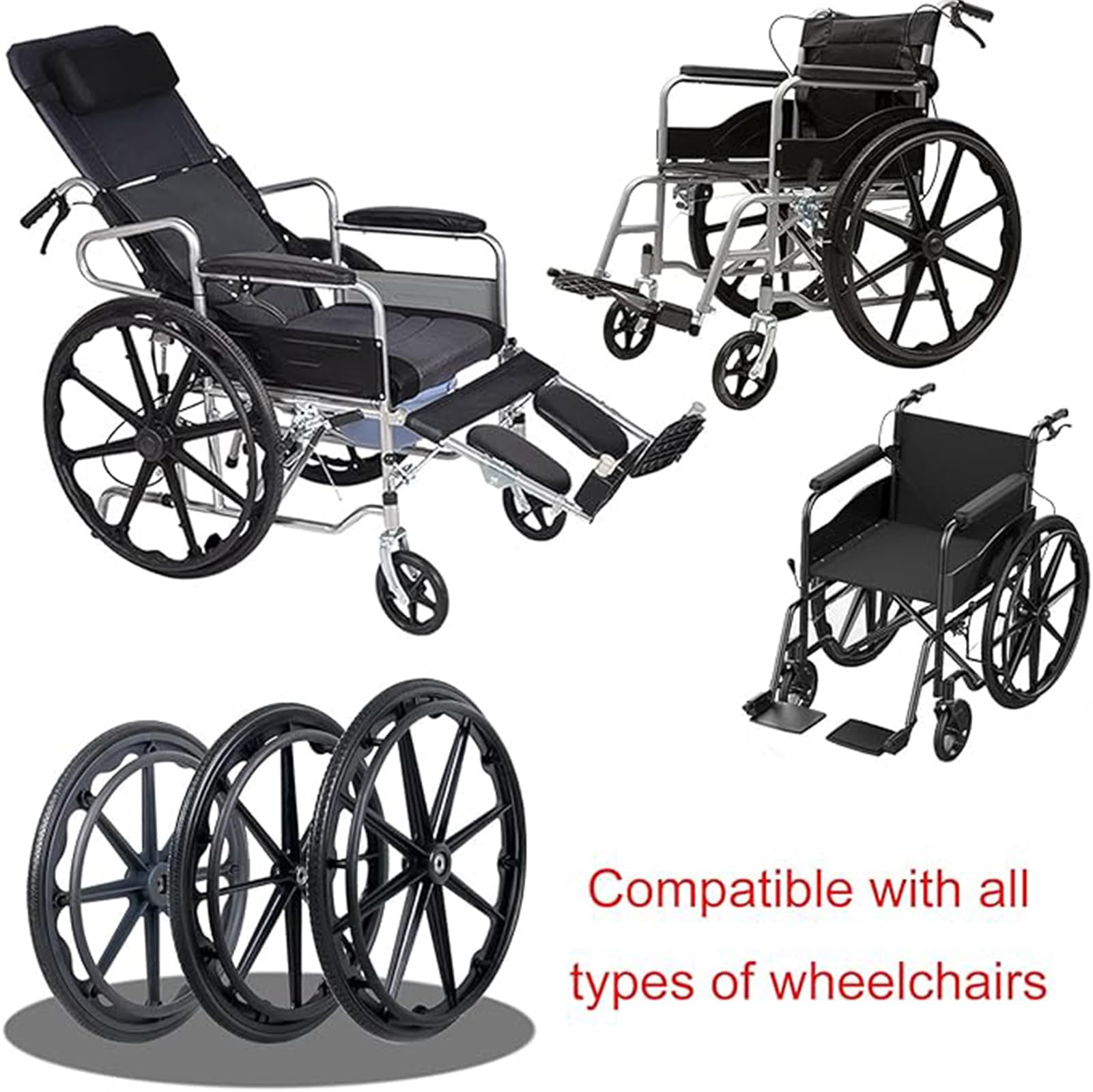Accesorios De Ruedas Traseras De Repuesto para Silla De Ruedas De 24 Pulgadas Antideslizante Ruedas Traseras Ruedas De Repuesto para Silla De Ruedas Neumáticos Macizos