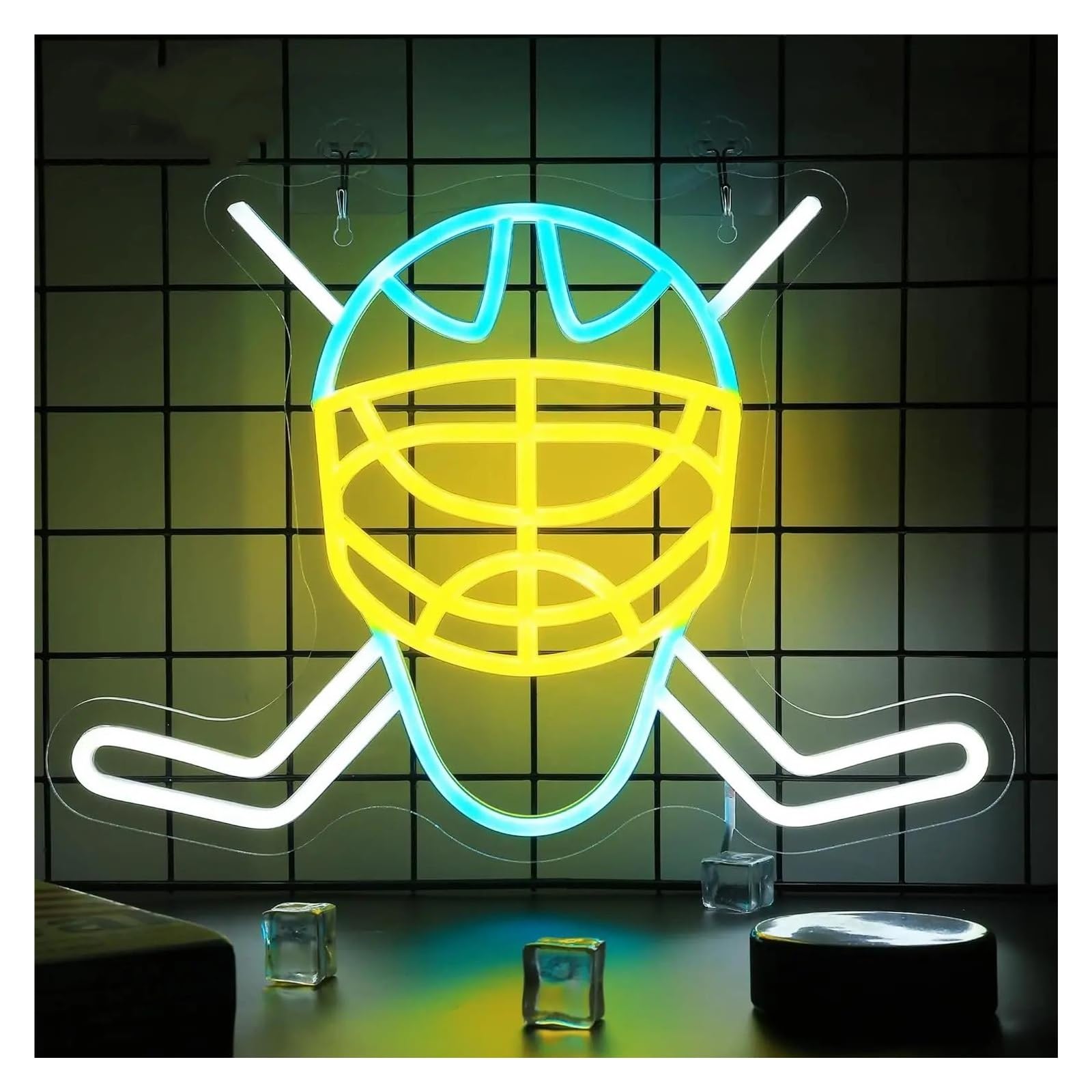 RONGCH Hanging Art Signs Ice Hockey Neon Sign Dimmable LED Light for Home Sports Clubs Store Cool Wall Decor 39.4x27.7cm