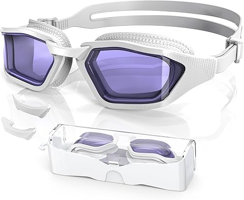 Greatever Sleek Swim Goggles Unisex-Adult, UV400 Protection Swimming Goggles, HD Wide View Goggles, Anti Fog No Leakage
