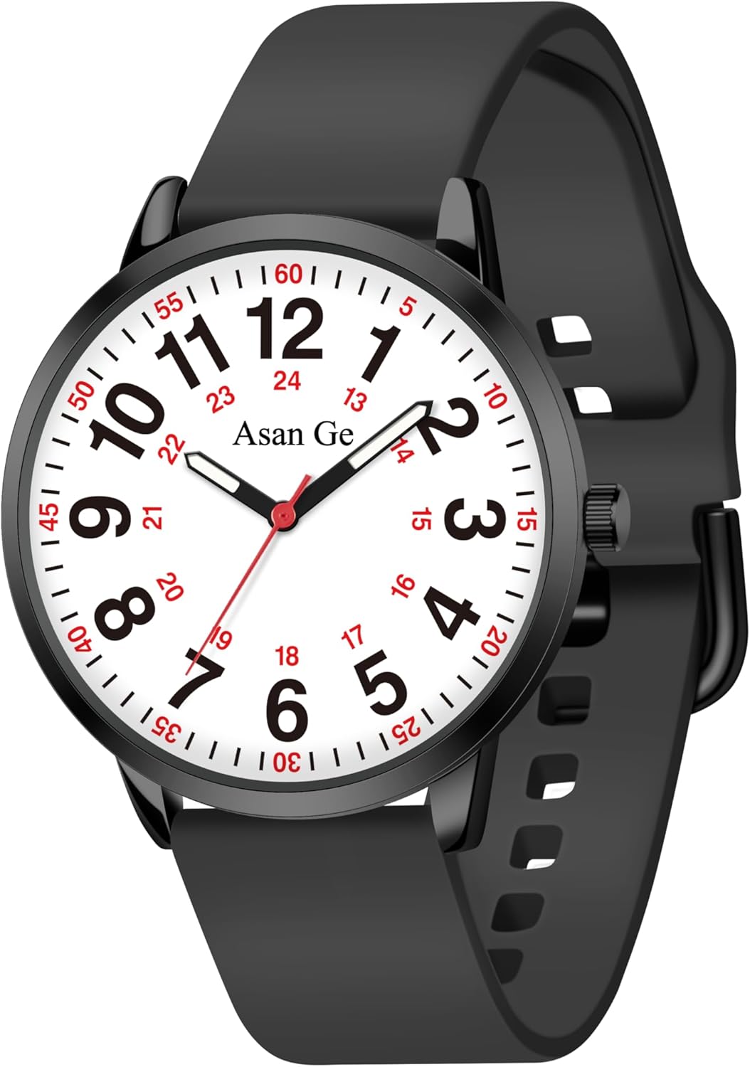 Asan Ge 38MM 3ATM Waterproof Wear Resistant Anti-Scratch Analog Nurse Watch 12/24 Hour Luminouse with Second Hand Military Time Big Face Easy to Read,Soft Breathable Easy to Clean Gift for Women