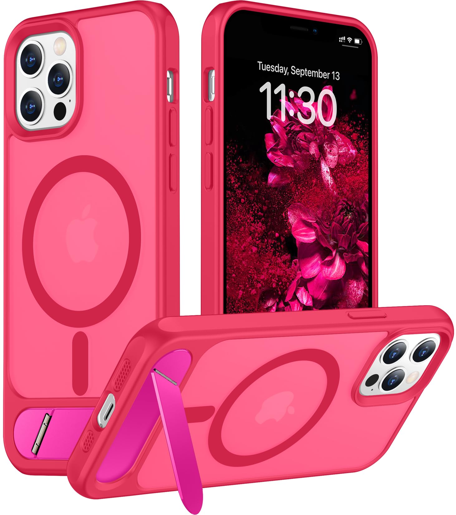 Temdan Magnetic Compatible with iPhone 12 Pro Max Case, [Built-in Invisible Kickstand][Compatible with MagSafe][Military Grade Shockproof] Slim Translucent Matte Phone Case for iPhone 12 Pro Max 6.7"