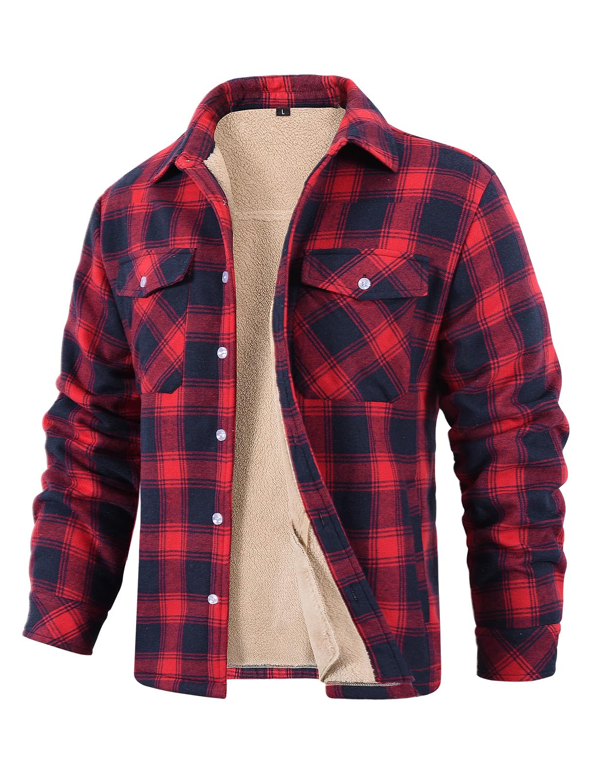 CMTOP Chaqueta de Invierno para Hombre Chaqueta Camisa Forrada Camisa Térmica a Cuadros Camisa Casual con Múltiples Bolsillos Algodón Cálida Camisa de Leñador