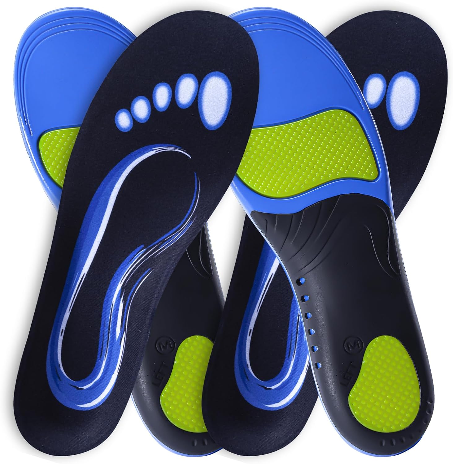 Orthotic Insoles for High Arch: Plantar Fasciitis Pain Relief Inserts for Work Boots & Sneakers - Supportive Cushioning for Men & Women - Flat Feet(1 Pairs-S-White, 220+ lbs)