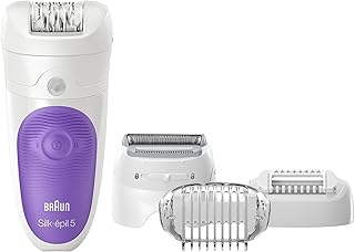 Braun Silk-épil 5 5-541 Épilateur Sans Fil Sec/Humide avec 4 Extras, Comprenant une Tête de Rasage et un Bonnet de Coupe