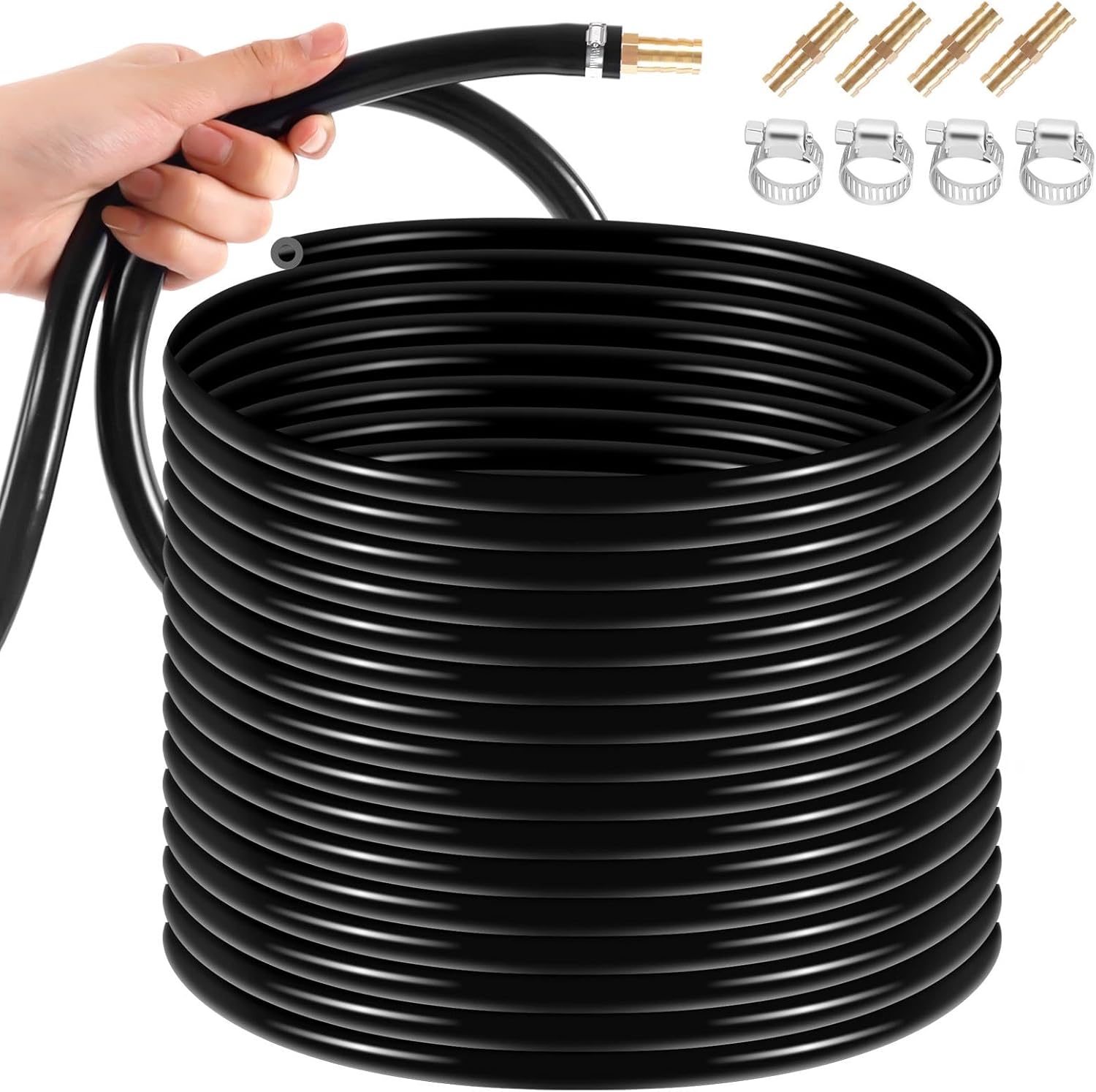 328-Foot Weighted Air Hose for Pond Aeration, Non-Toxic and Non-Degradable, Compatible with Surface & Underwater Aerators
