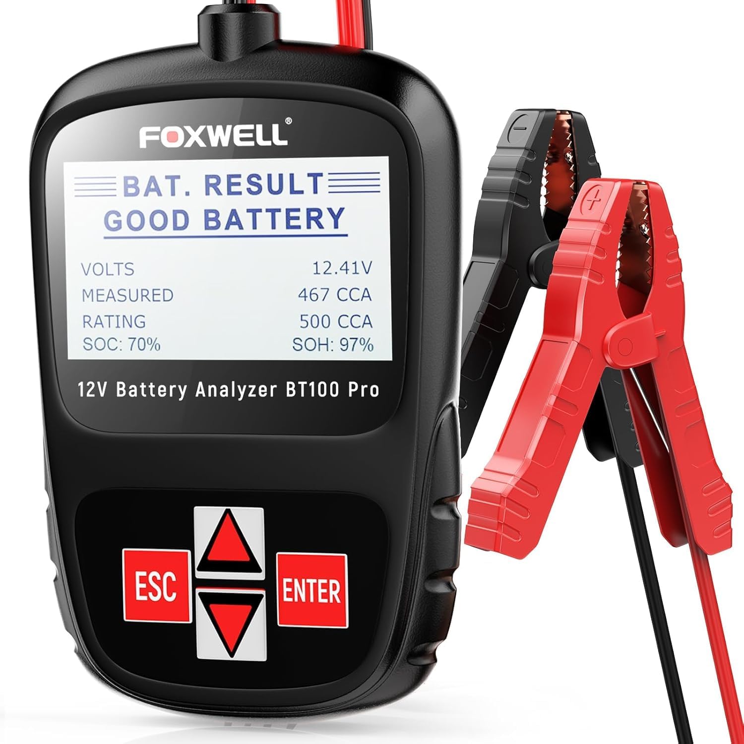 Product image of FOXWELL BT100 PRO 12V Car Battery Tester, 100-1100CCA Battery Load Tester, Automotive Digital Analyzer for Cars Trucks Motorcycles SUVs and Marine