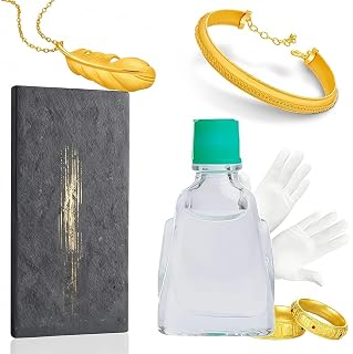 Generisch Goldprüfset 10K-24K – Mit Prüfstein + 10g Testlösung + Handschuhe | , Zerstörungsfreier Prüfstein-Test | Schnelle Bestimmung Von Gold, Silber & Platin | Für Sammler, Juweliere, Investoren