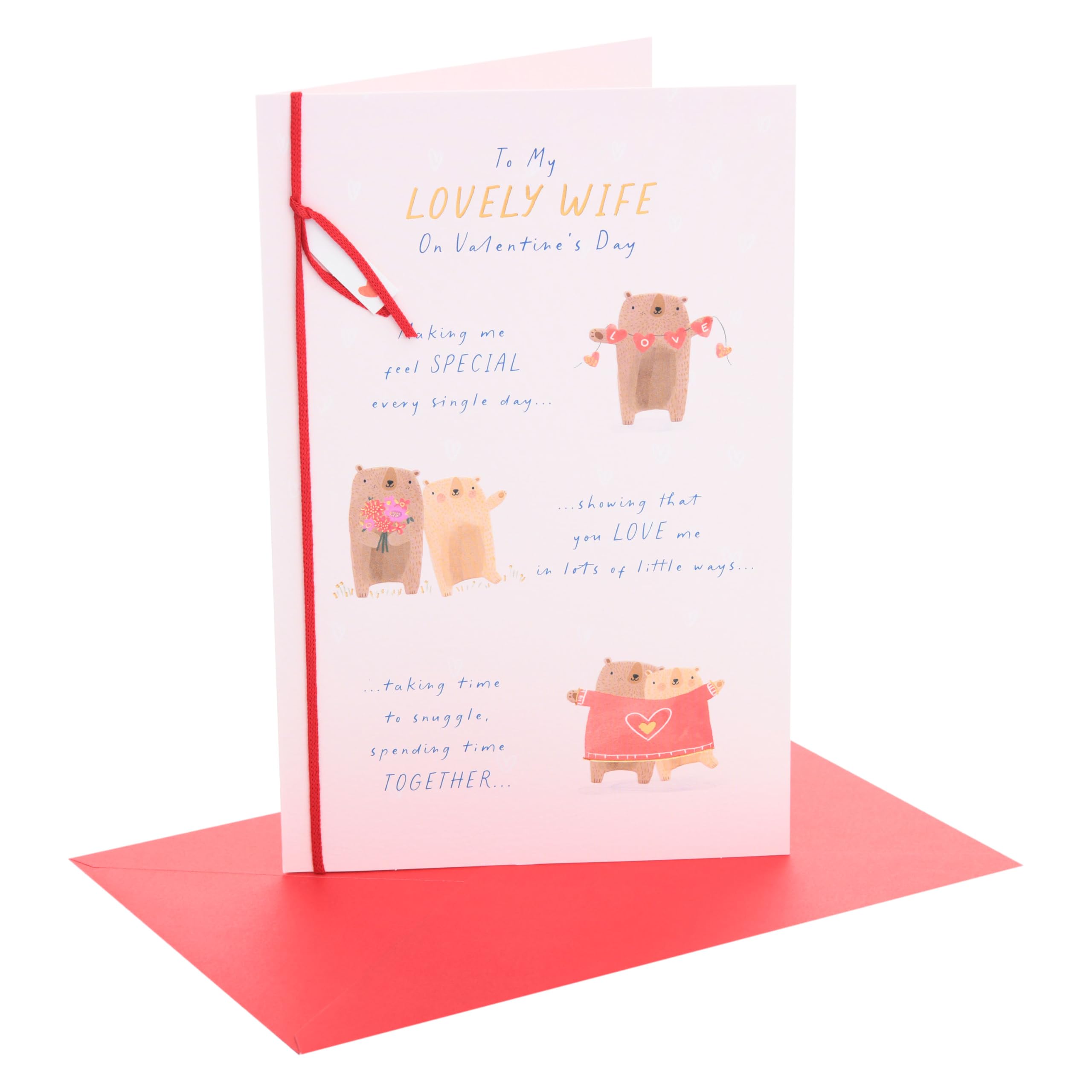 UK Greetings | Valentine's Day Card for Wife | I Love You Presents | Her, Girls, Women | Wife Valentine's Design | With Envelope | 16.5 x 25.4 cm