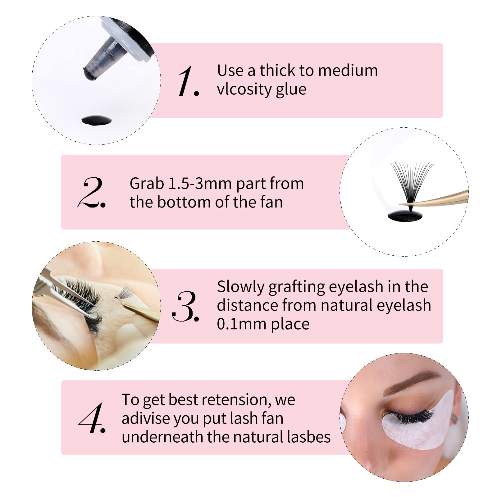 Russische Vorgefertigte 16D 0.05 D Curl 9-16mm Mixed 1000pcs Wimpern Extensions Promade Russische Fächerwimpern Vorgefertigte Wimpernverlängerung für Schönheit