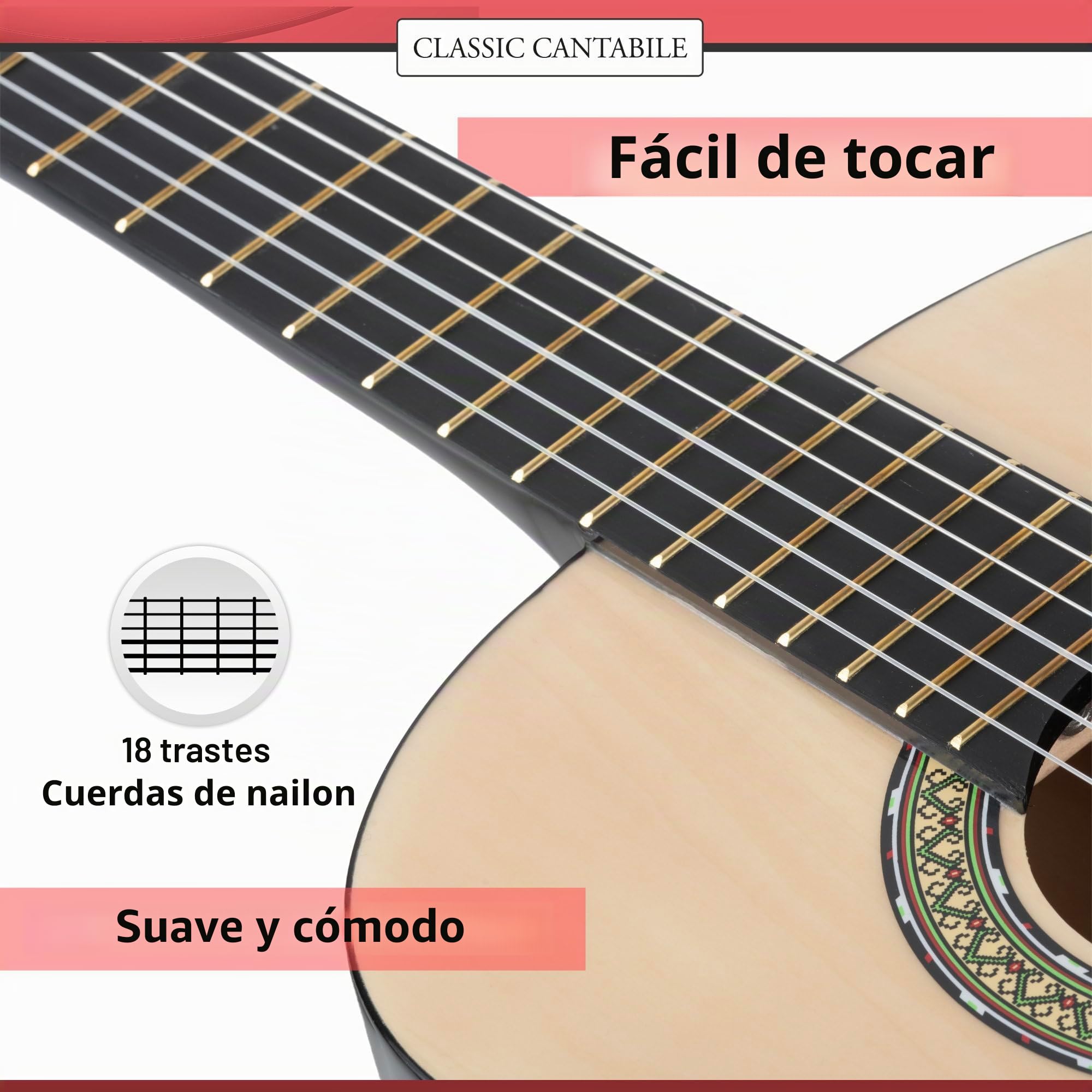 Classic Cantabile Acoustic Series AS-851-L guitarra clasica 4/4 para zurdos
