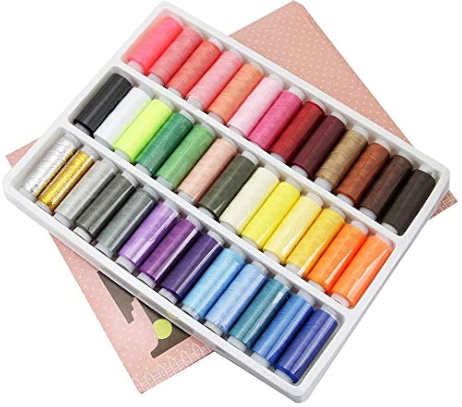 Lot De 30 Bobines Fil à Coudre Polyester - 250 M Par Couleur, Multicolore Pour Machine Ou Main