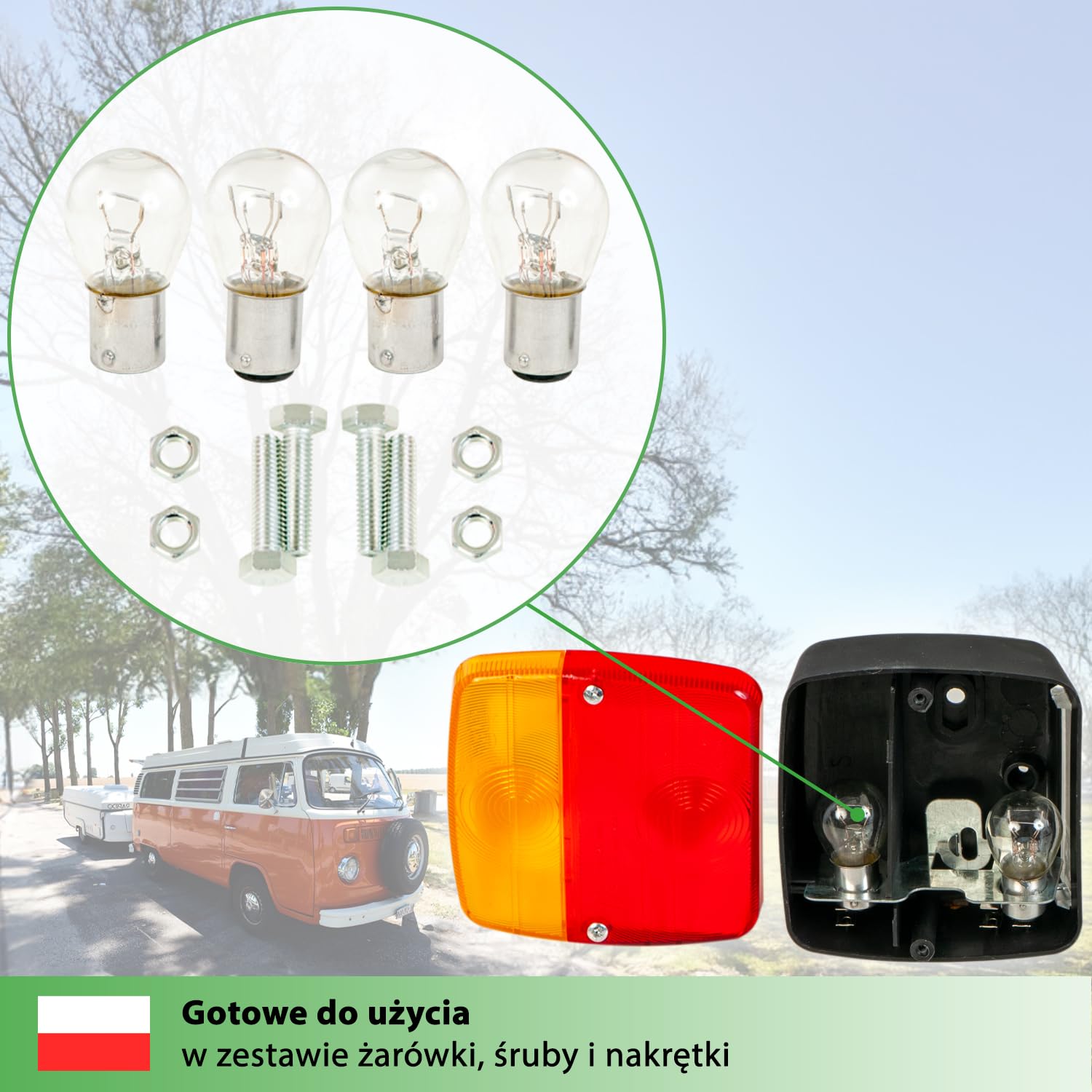 fouraces tylne światła przyczepy - 2 zestawy, ze schematem elektrycznym i oświetleniem tablicy rejestracyjnej, tylne światło, tylne światło, akcesoria, światło, lampy do samochodu, samochód