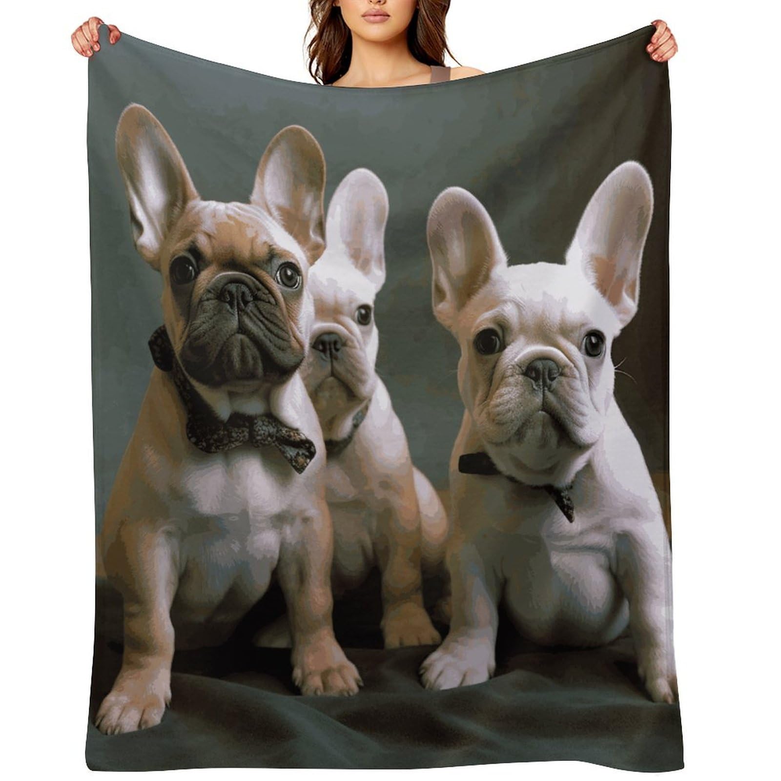 Fekiloot Style French Bulldog Puppies Throw Blankets Camping Blanket40 X50