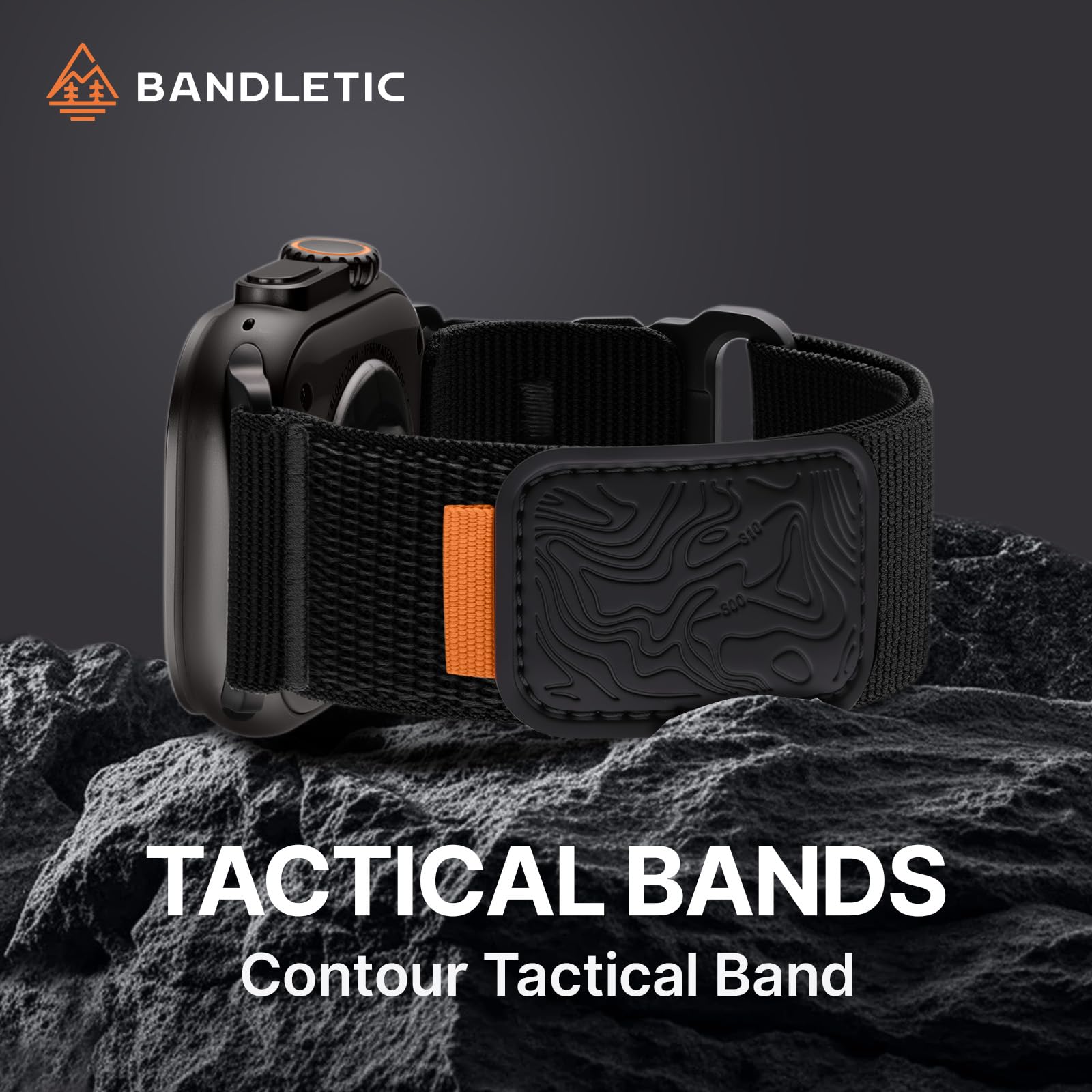 Bandletic Nylon Straps Compatible with Apple Watch Ultra 3/2/1 49mm - Soft Sport Loop Replacement Strap for iWatch Series 11/10 46mm, 9/8/7 45mm, SE3/SE2/SE/6/5/4 44mm, 3/2/1 42mm, Black — view 2