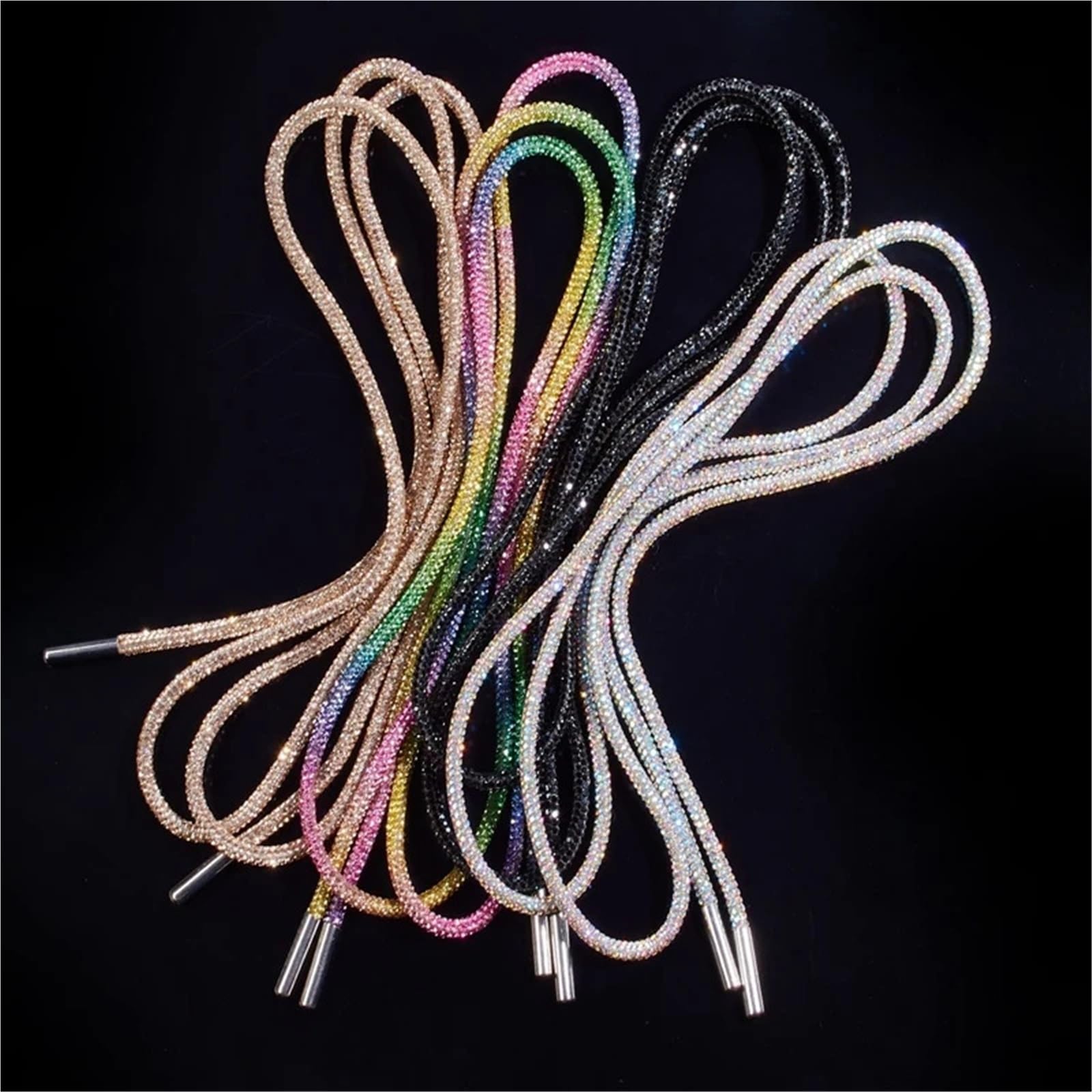 Cordones Zapatillas Deporte 1 par de cordones zapatos con purpurina, cordón diamantes imitación, redondo brillante cristalino for for zapatillas, sudaderas capucha