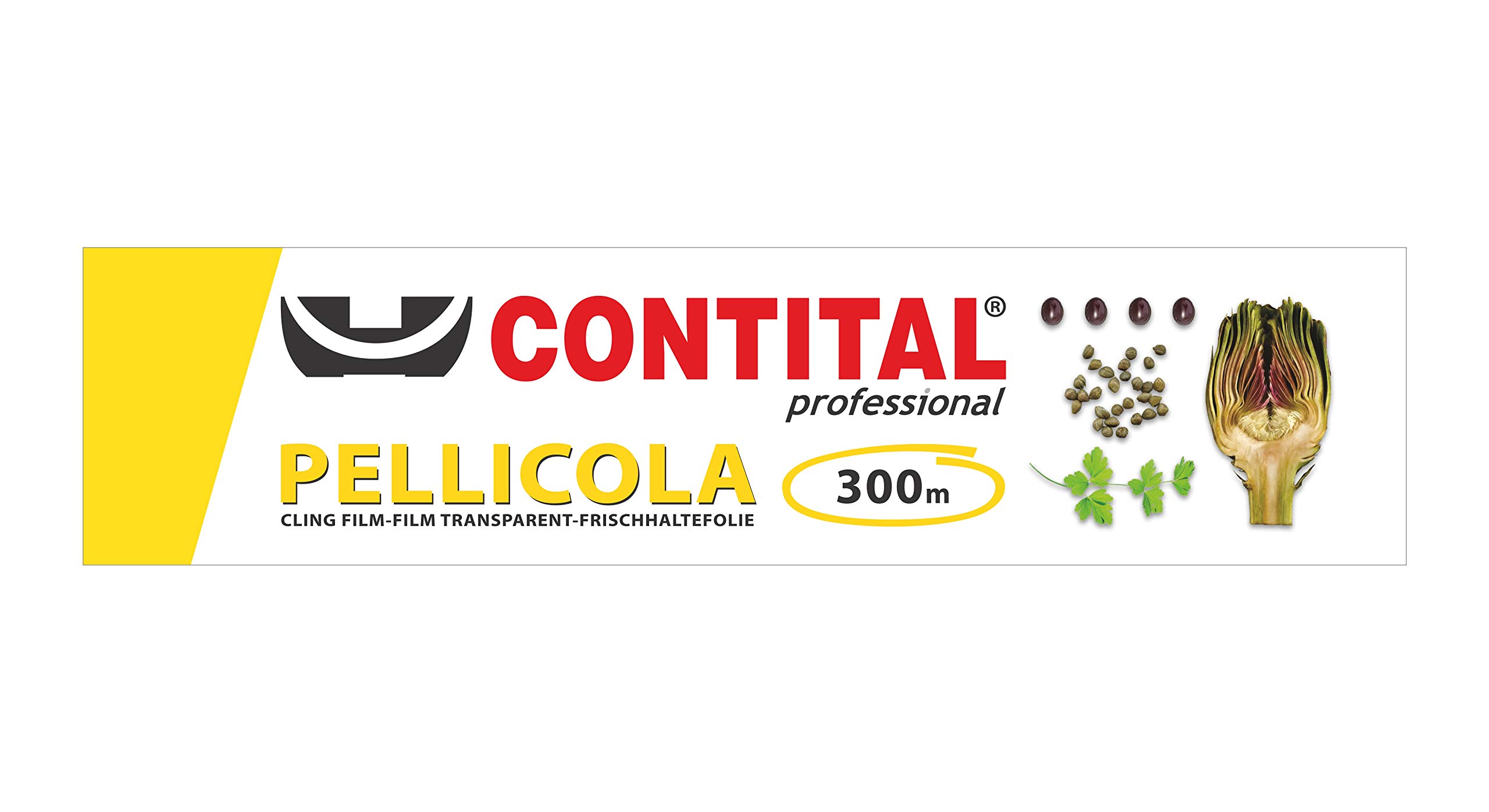 CONTITAL Pellicola Professionale per alimenti con astuccio, rotolo in PVC, larghezza 30 cm, 300 metri