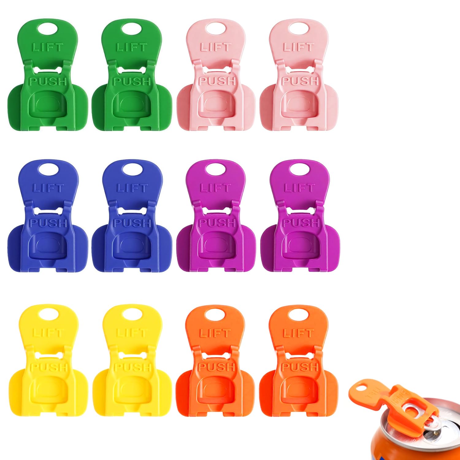 Easy Can Openers, Manual Plastic Ring Pull Opener Leakproof Drink Protector for Soda, Coke, Beer, Drinks (12)