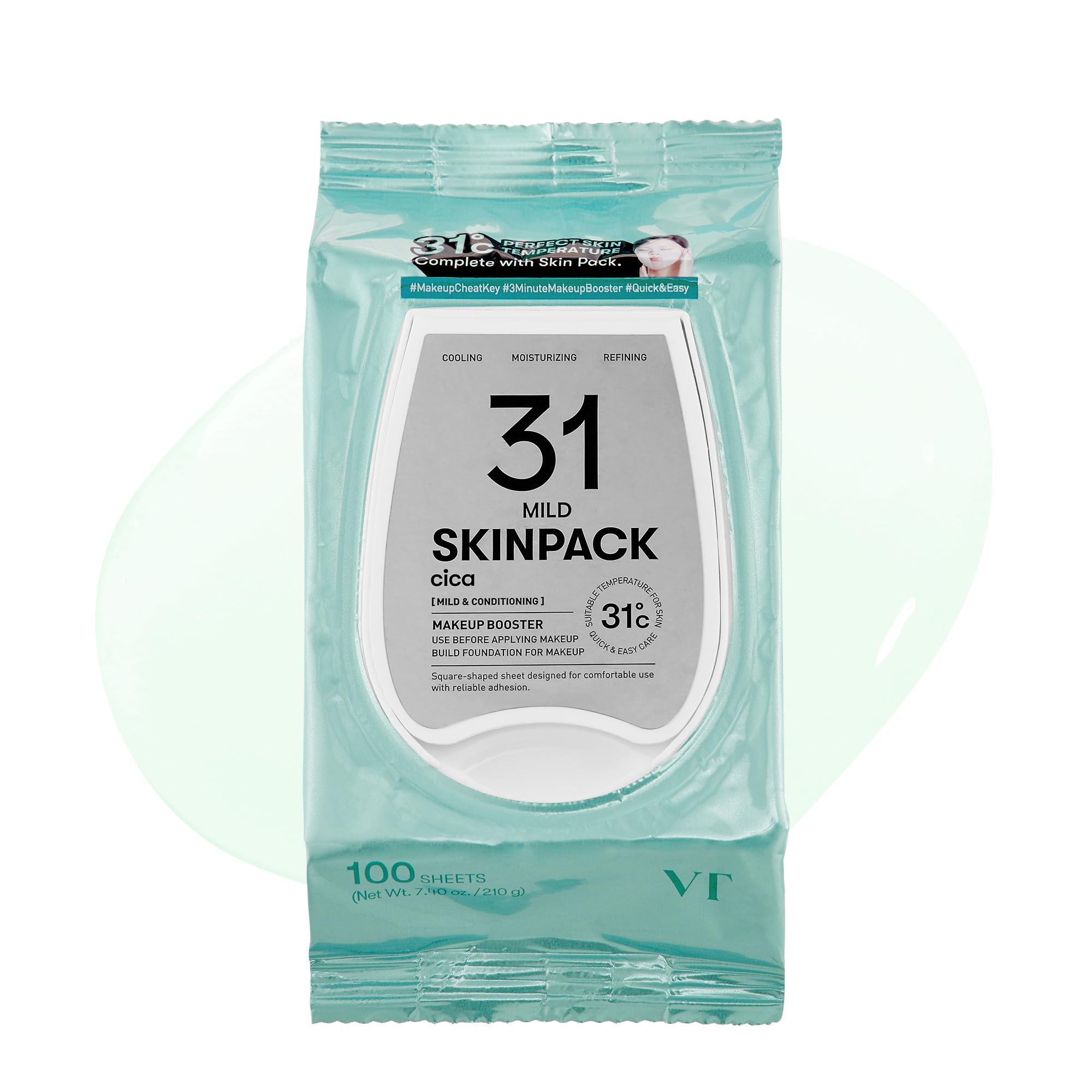 VT COSMETICS Mild Skin Pack Lot de 100 lingettes hydratantes et exfoliantes pour le visage