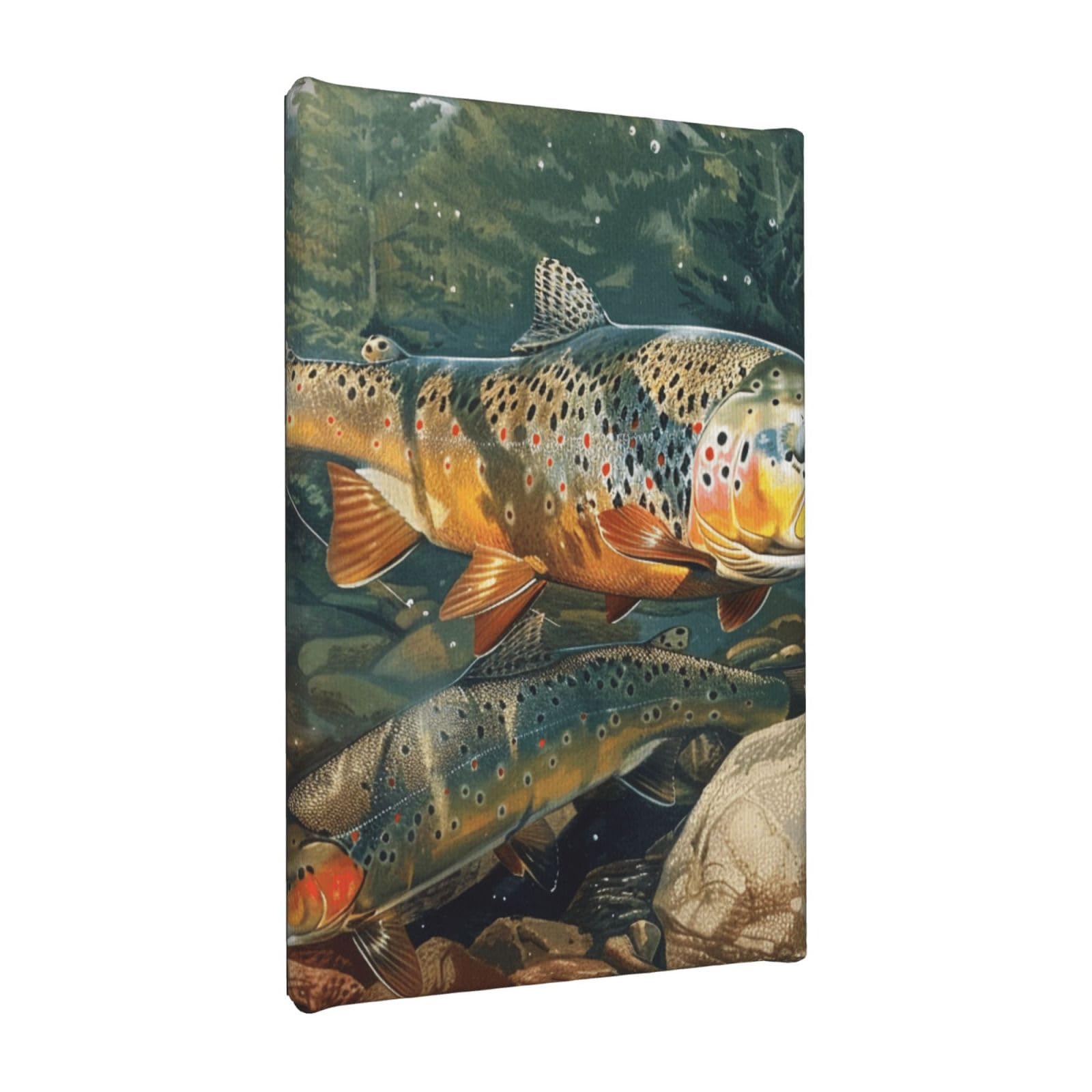 YKLJG Brook Trout Fly Fishing Printed Wall Art Canvas Painting 20x30 CM Wooden Framed Picture Painting Artwork Prints for Bedroom Kitchen Home Office Decor
