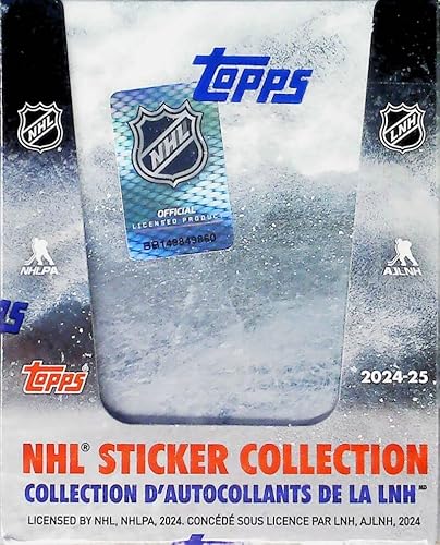2024-25 NHL Topps Hockey Stickers Collection Factory Sealed Box 50 Packs of 5 Stickers. Smaller than regular sportscard, paper thin, See scans for details of the product. Collect all 785 Stickers.