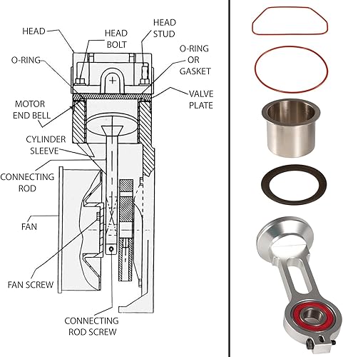 Miniatura 6 de Kit de pistón compresor KK-4835 Kit de reemplazo de biela con cojinete de pistón para Sears Craftsman Porter Cable Dewalt Devildiss Bomba de