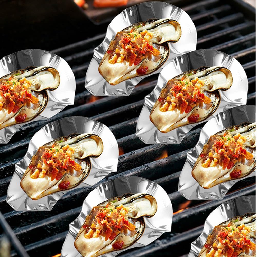 20 Pcs Oyster Shells Stainless Steel Reusable, large Oyster Grilling Pan,Metal Oyster Baking Dish Oyster Shells for Cooking Silver Oyster Grilling Shells Kitchen Oyster Dish for Seafood Clam Scallop