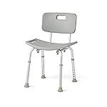 Medline Bath Chair, Bench, Seat, Stool for Disabled, Seniors & Elderly Bathroom Transfer Inside Shower/Tub/Bathtub - 400 Lbs. Capacity, Gray