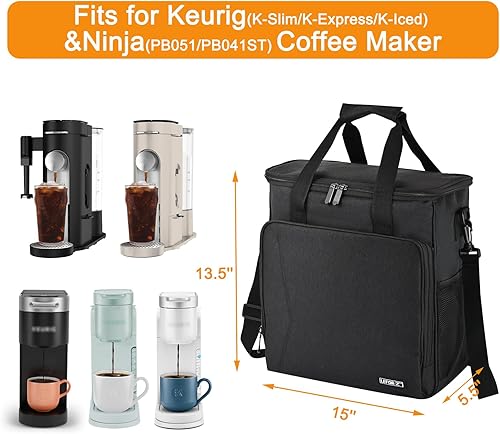 Miniatura 2 de Bolsa de transporte para cafetera de viaje compatible con Keurig K-Slim bolsa de almacenamiento portátil de una sola porción con correa para el