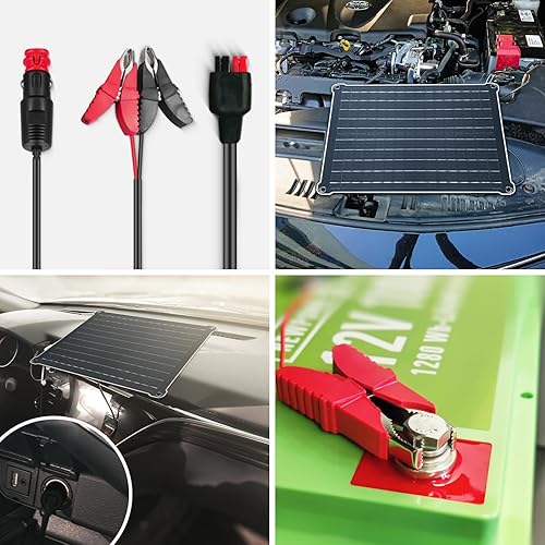 Miniatura 7 de Newpowa Cargador solar de batería de coche de 20 W, mantenedor de 20 W, 12 V, impermeable, cargador de goteo solar para motocicleta, coche, barco,