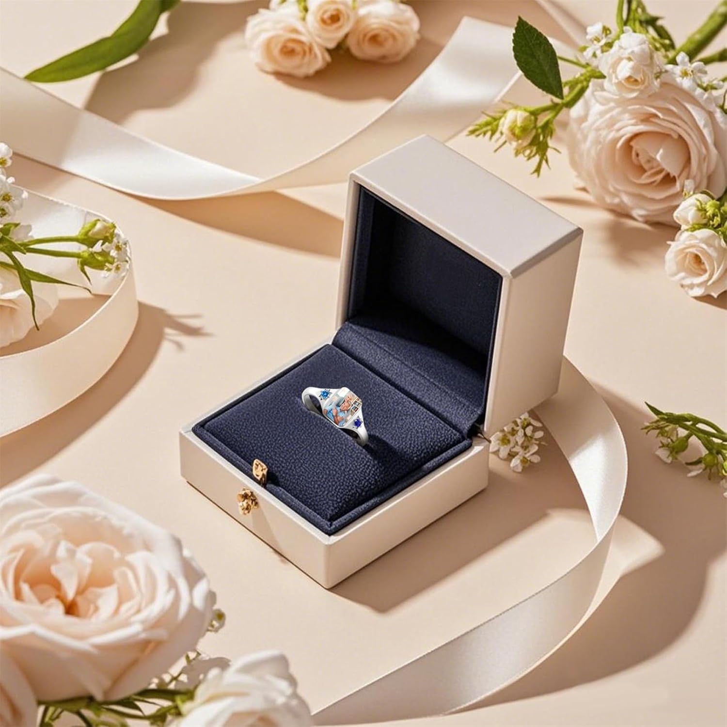 BABOOM Custom Photo Ring for Women Personalized Picture Rings Featuring Heart-shaped Promise Ring Perfect Graduation Gift for Best friend