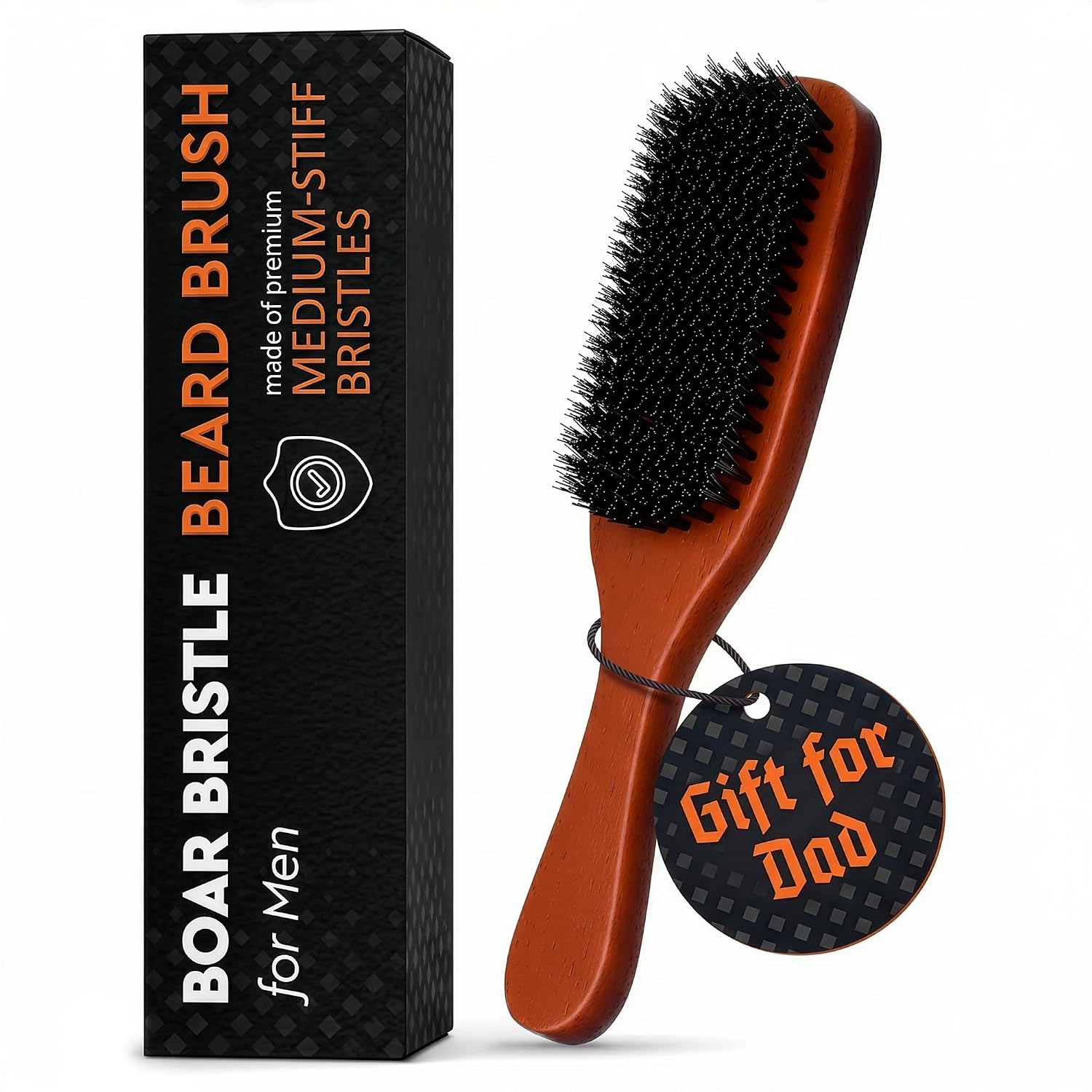 Beard Brush for Men – 9 Inch Soft Boar Bristle Hair Brush for Slick Back, Beards, and Mustaches – Ergonomic Handle, Non-Slip Grip, Durable Design, Thoughtful Gift for Grooming Enthusiasts