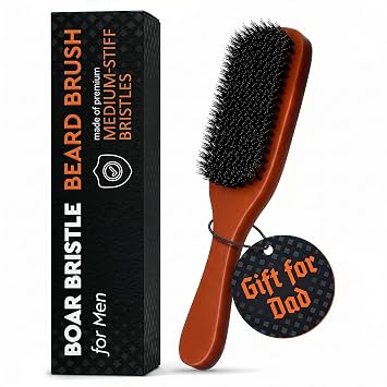 Mens Beard Brush with Handle Soft Boar Bristle Beard Brush for Men, 9" Wooden Design for Beards, Mustaches & Slick Back Hair Comfortable Grip, Styling Control, for Daily Grooming & Barbershop Use