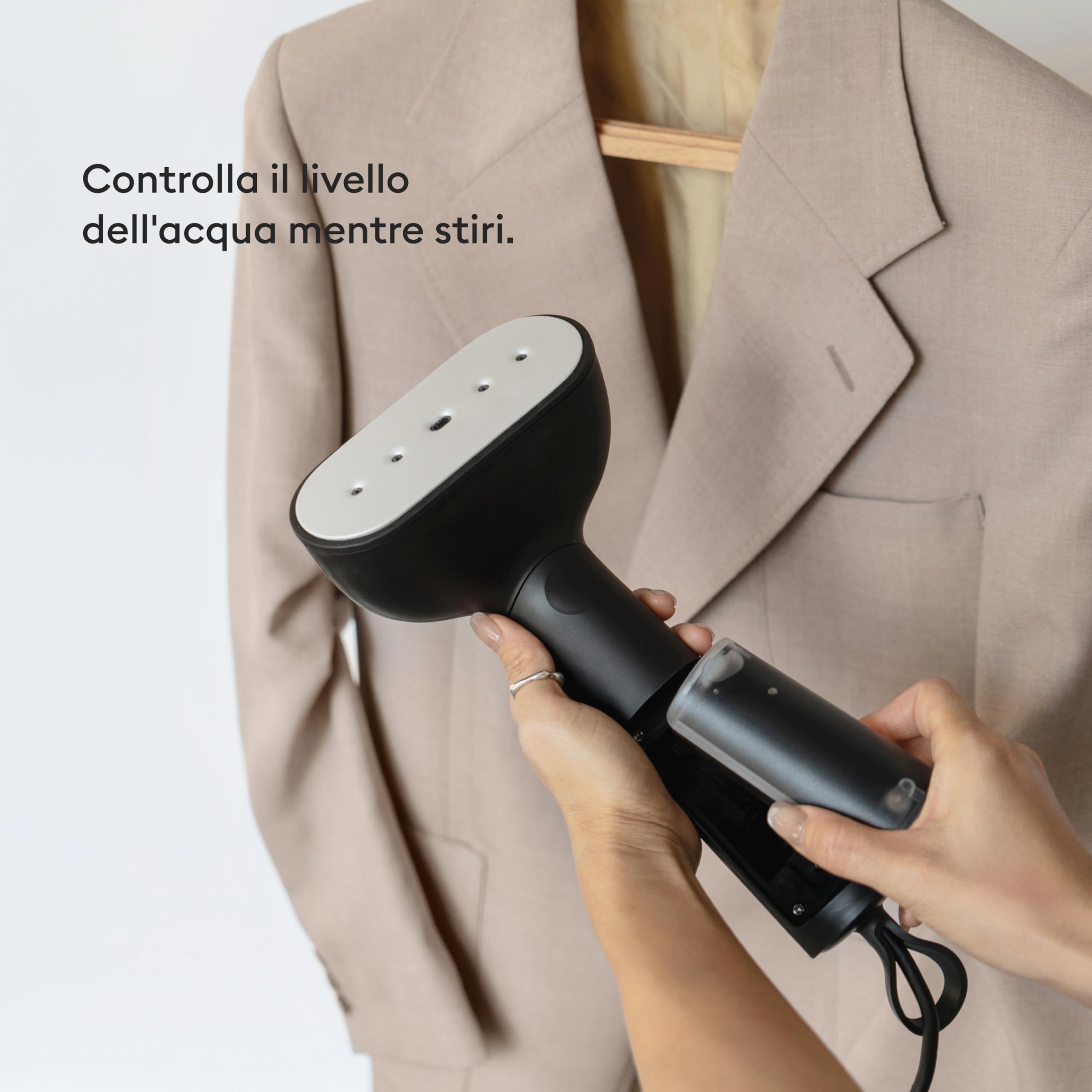 Steamery Ferro da stiro a vapore portatile Cirrus X, 1200 W, emissione di vapore 20 g/min, riscaldamento in 20 secondi, portatile, stile minimalistico, design scandinavo, Nero