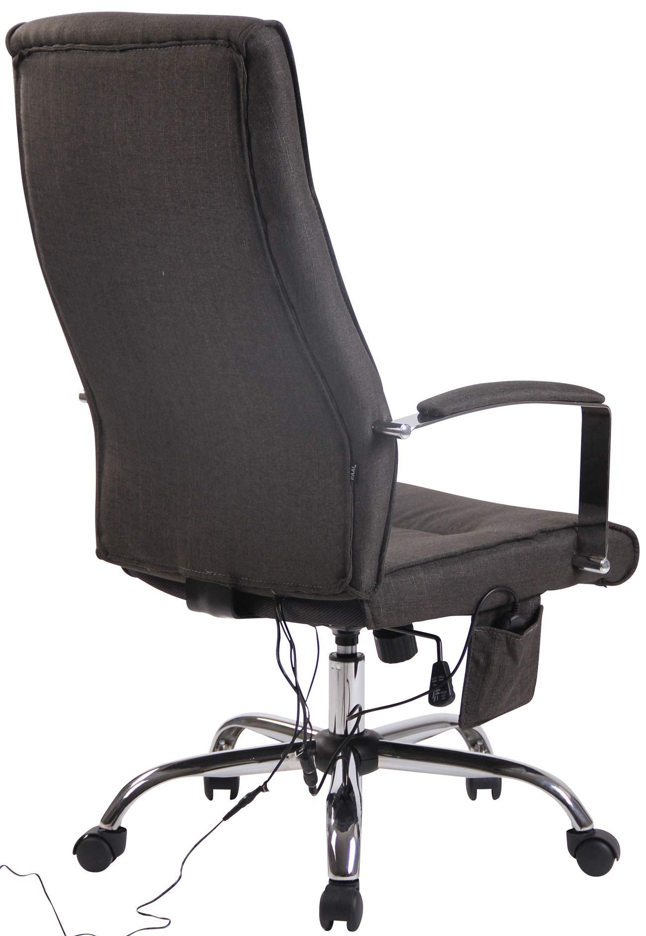CLP Fauteuil De Bureau Portland Similicuir Ou Tissu avec Fonction Massage I Hauteur Réglable I Chaise De Bureau Pivotante Piètement Métallique, Couleur:Gris foncé, Matériel:Tissu