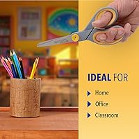 Vista 4 de Westcott Tijeras de titanio de 8 pulgadas con función de deslizamiento ajustable para oficina y hogar - Gris/Amarillo